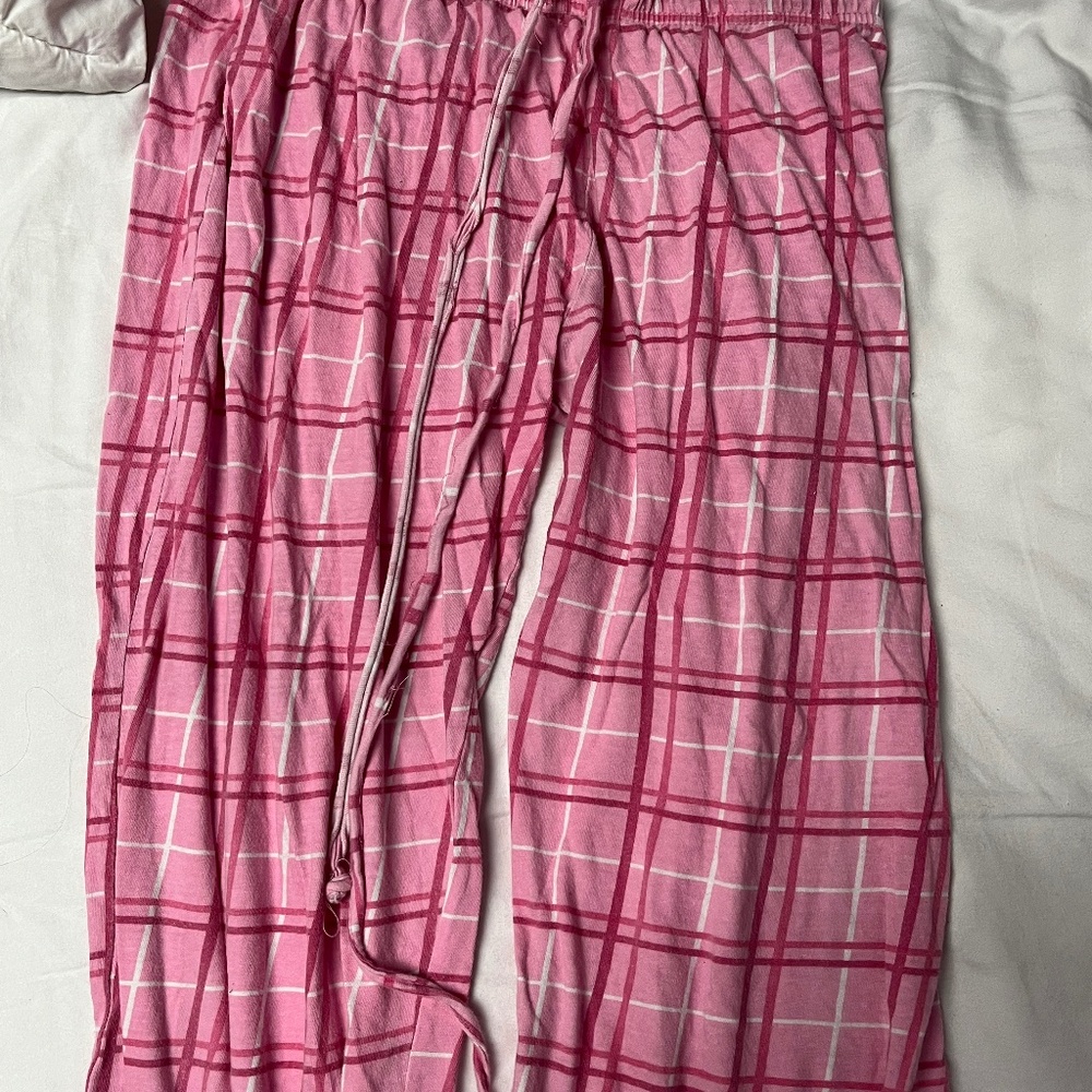 Pink plaid pj pants